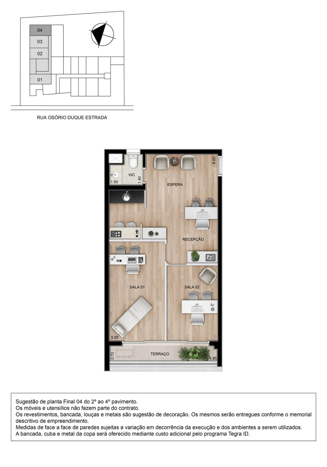 Planta do studio de 26m² ´priv.